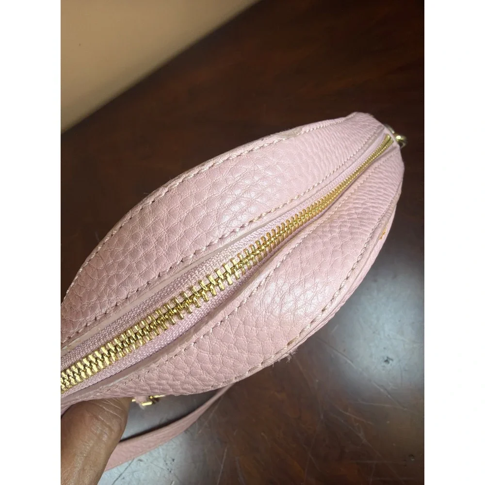 DKNY Pink Pebbled Leather Crossbody Bag Multi Zip Shoulder Purse Gold Hardware‎